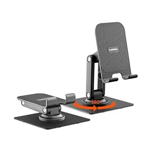Ambrane 360° Rotation, Foldable Design Mobile Stand with Stable Metalic Round Base