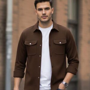 DEELMO Men’s Stylish Cotton Blend Casual Shirt || Full Sleeve Button-Down Shirt with Dual Flap Pockets ||